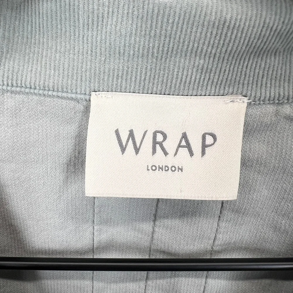 Wrap London Corduroy Ruffle Blouse Women Size 12 Green Long Sleeve Pleated EUC - Picture 2 of 6